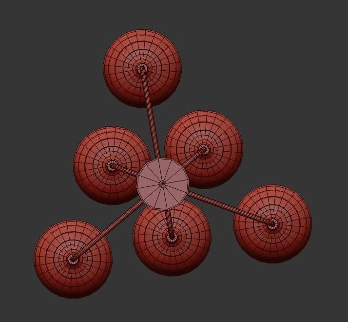 VITALUCE pendant light with five glass globes 3D model_4