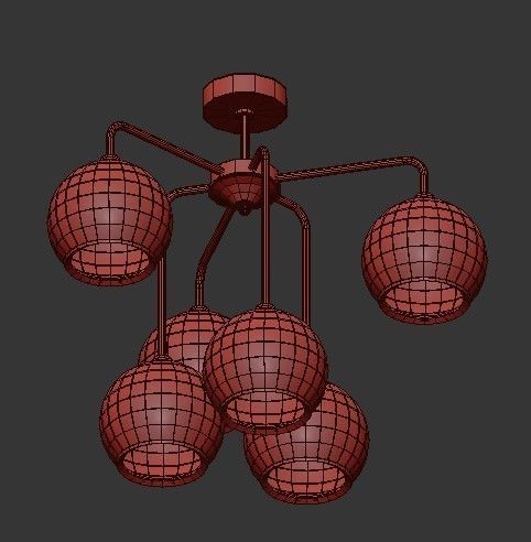 VITALUCE pendant light with five glass globes 3D model_1