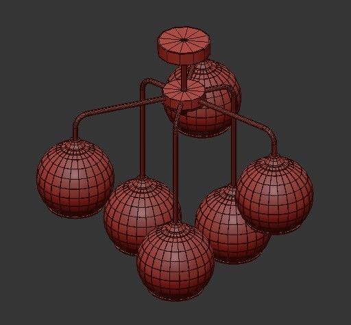 VITALUCE pendant light with five glass globes 3D model_2