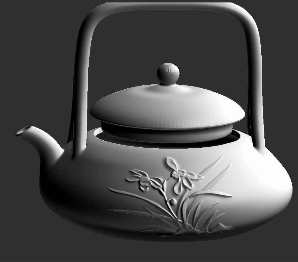 teaport teapot with chinese writing 3D print model_3
