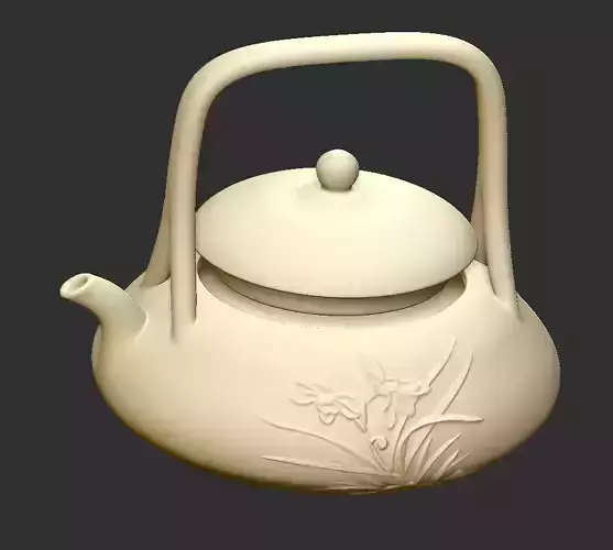 teaport teapot with chinese writing