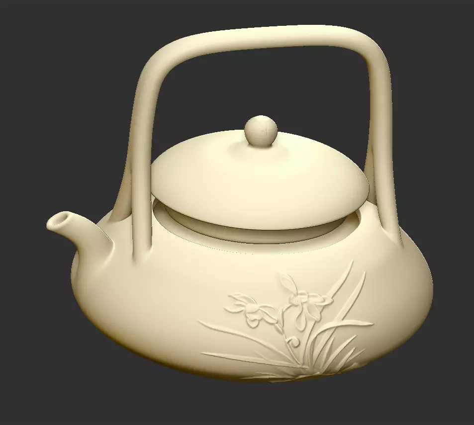 teaport teapot with chinese writing 3D print model_0