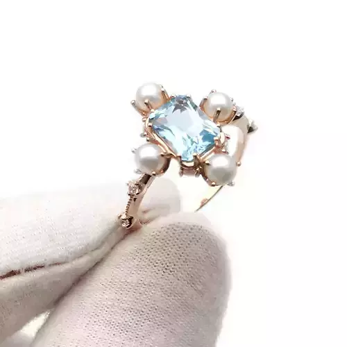 3DM Format Emerald cut wedding ring for women