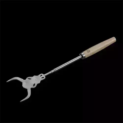 Barbeque Fork Cow Skull oak dark wood Low-poly 3D model