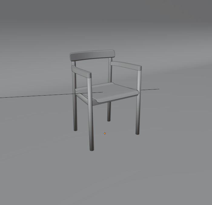 Wooden Chair Low-poly 3D model_2