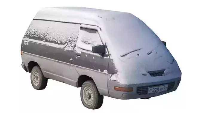 Old Toyota Town Ace under the snow Low-poly 3D model