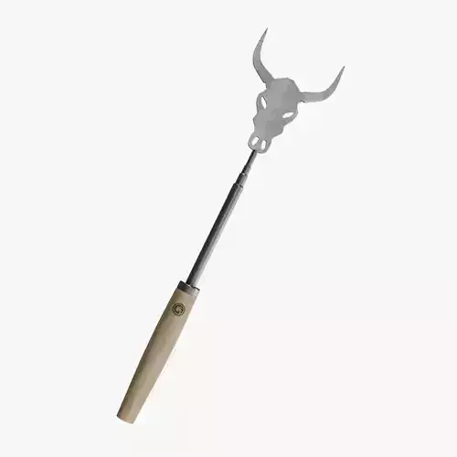 Barbeque Fork Cow Skull oak wood