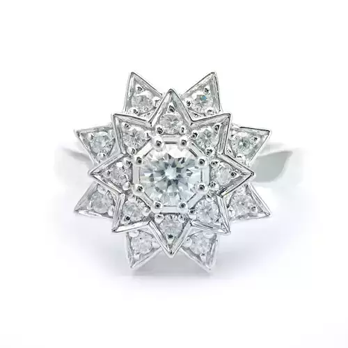 3DM Format Vintage sunflower halo ring for women