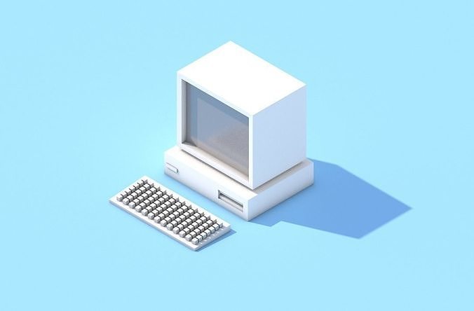 Old School Pc Ibm lowpoly game model Low-poly 3D model