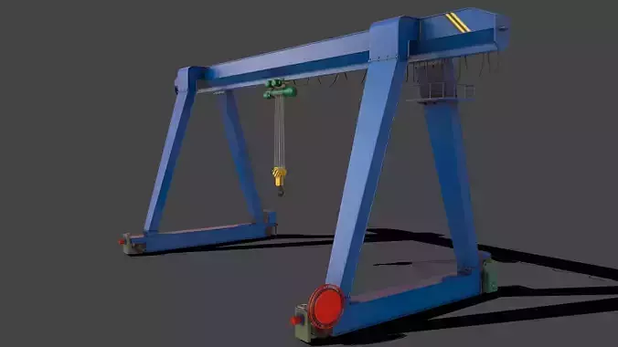 PBR Single Girder Gantry Crane V1 - BLUE Low-poly 3D model