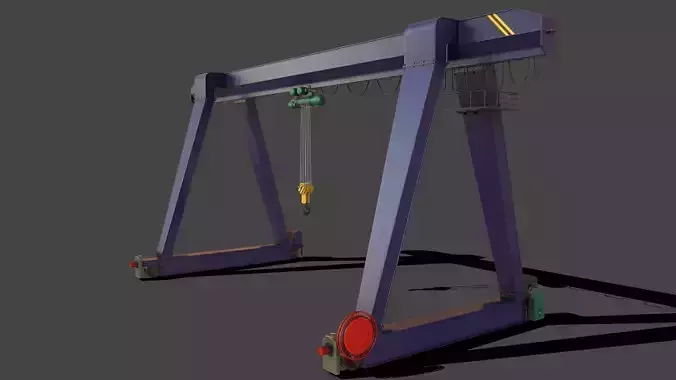 PBR Single Girder Gantry Crane V1 - BLUE DARK Low-poly 3D model