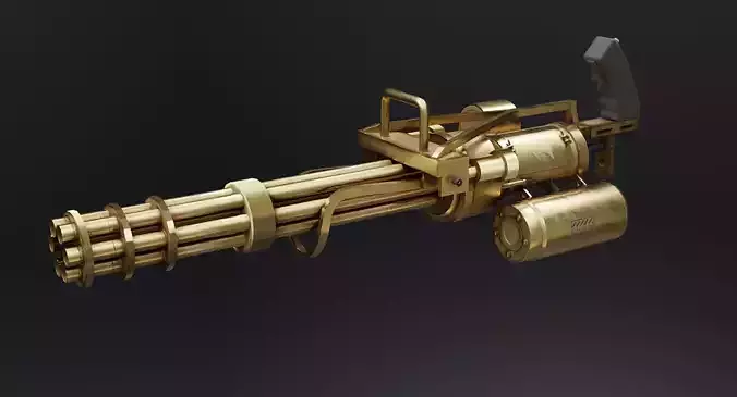 Minigun Golden Low-poly 3D model