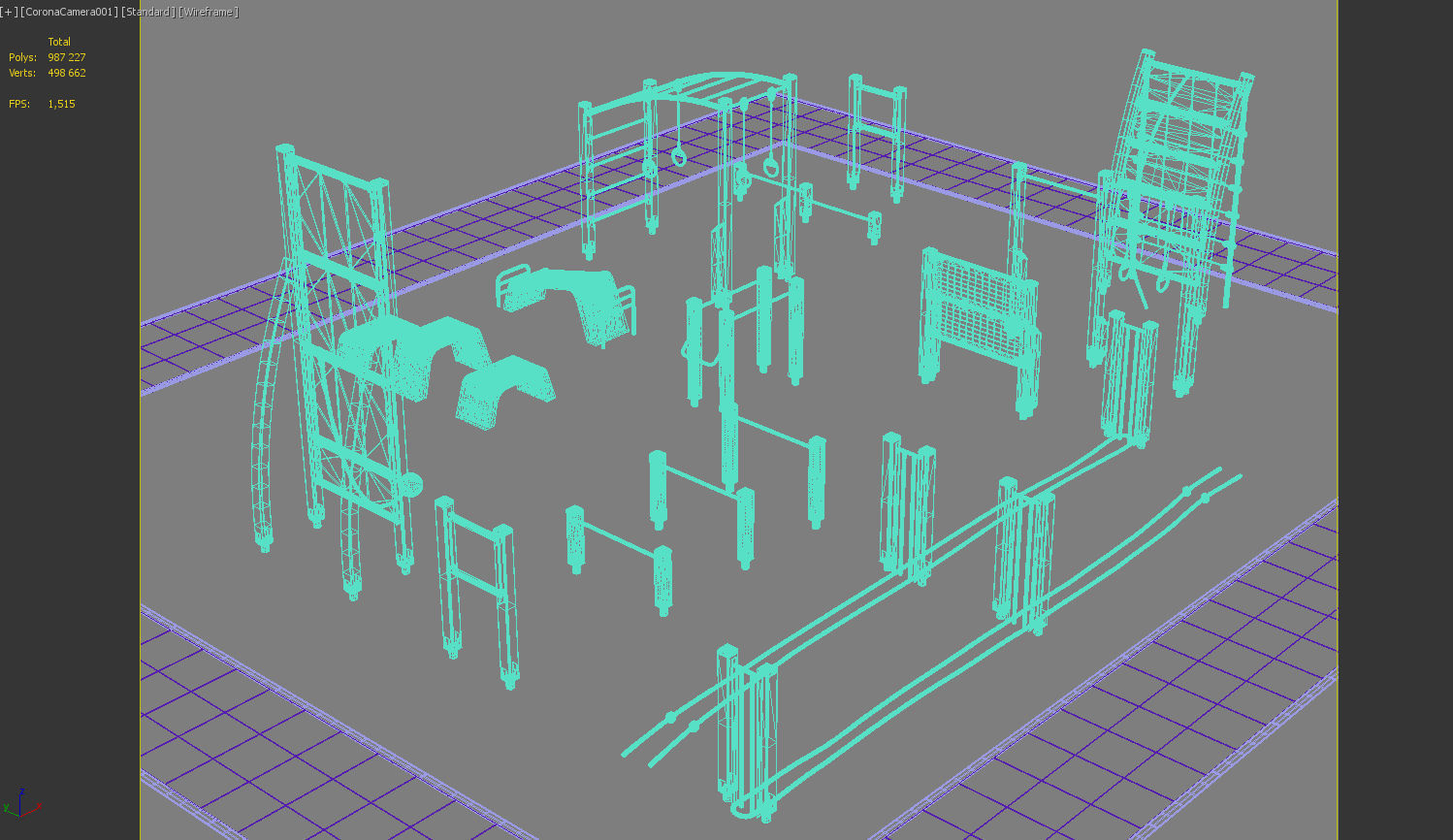 Fitness outdoor area 3D model_19