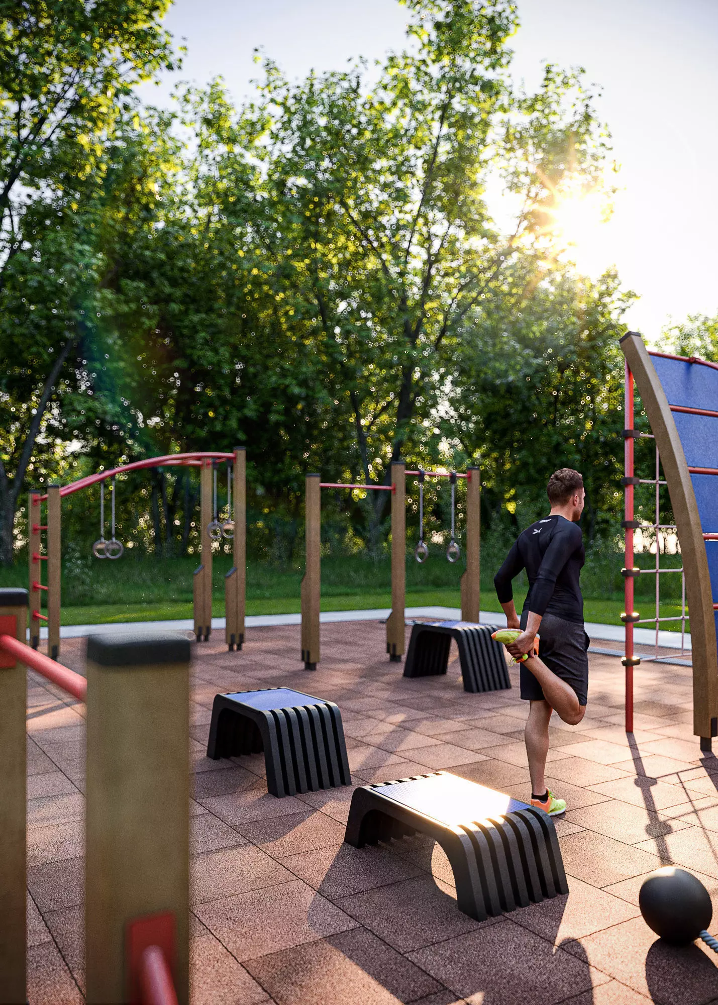 Fitness outdoor area 3D model_0