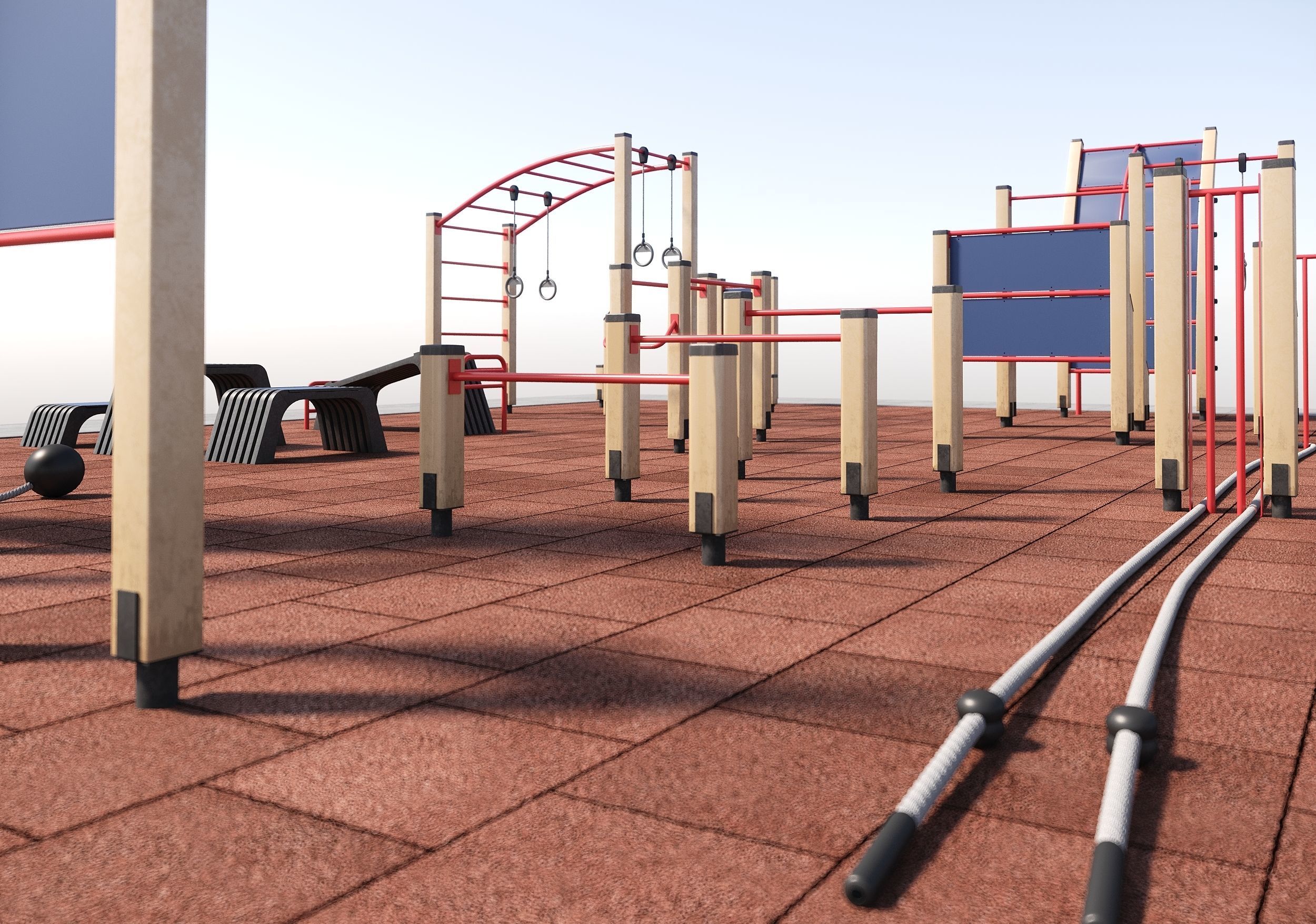 Fitness outdoor area 3D model_6