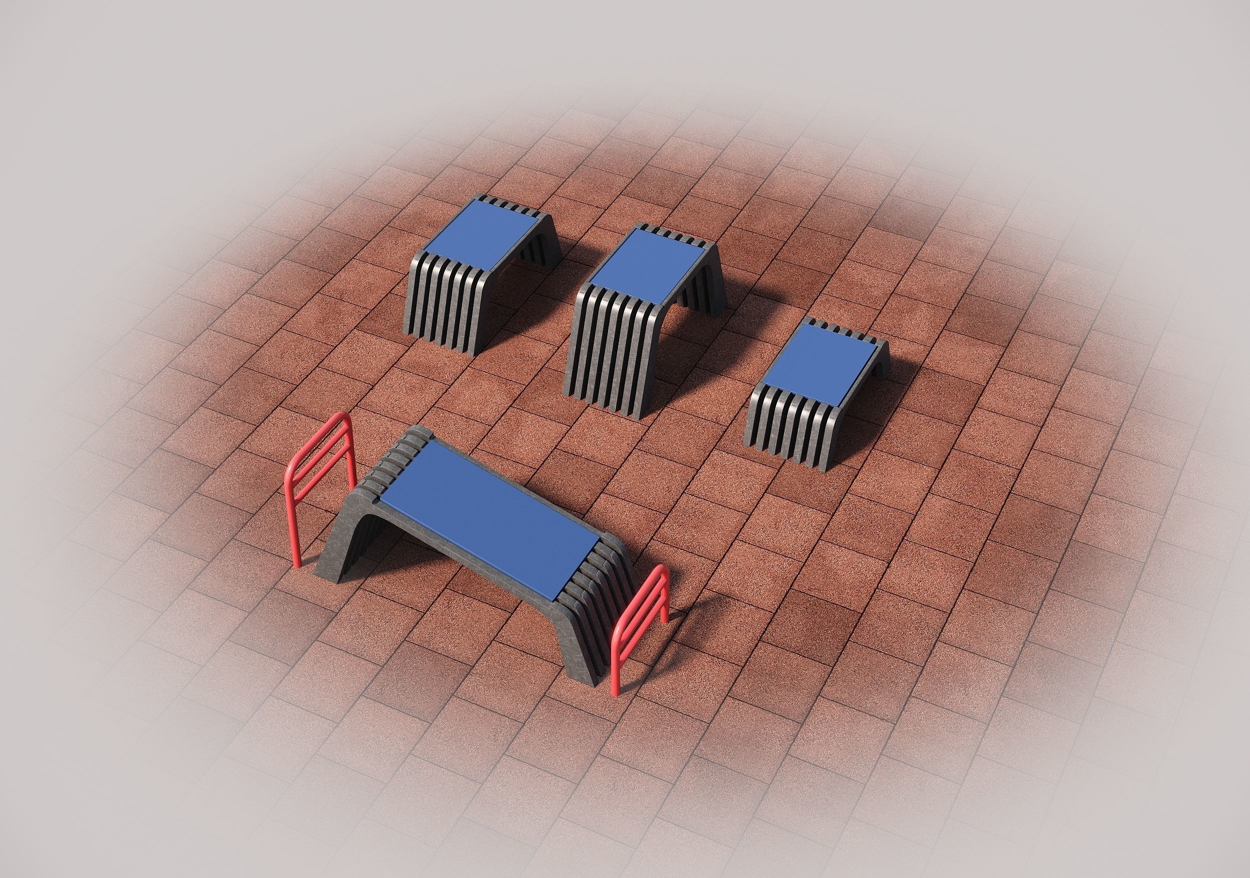 Fitness outdoor area 3D model_12