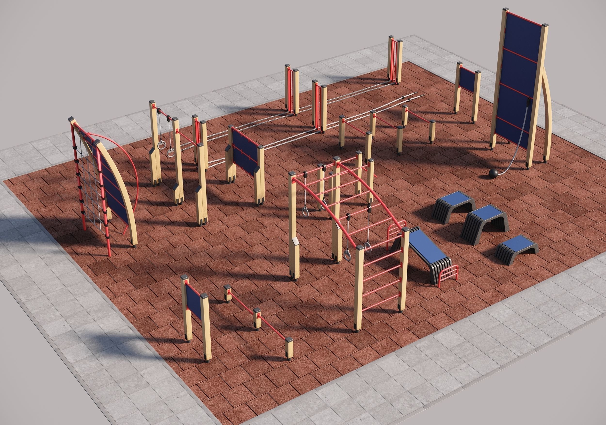 Fitness outdoor area 3D model_3