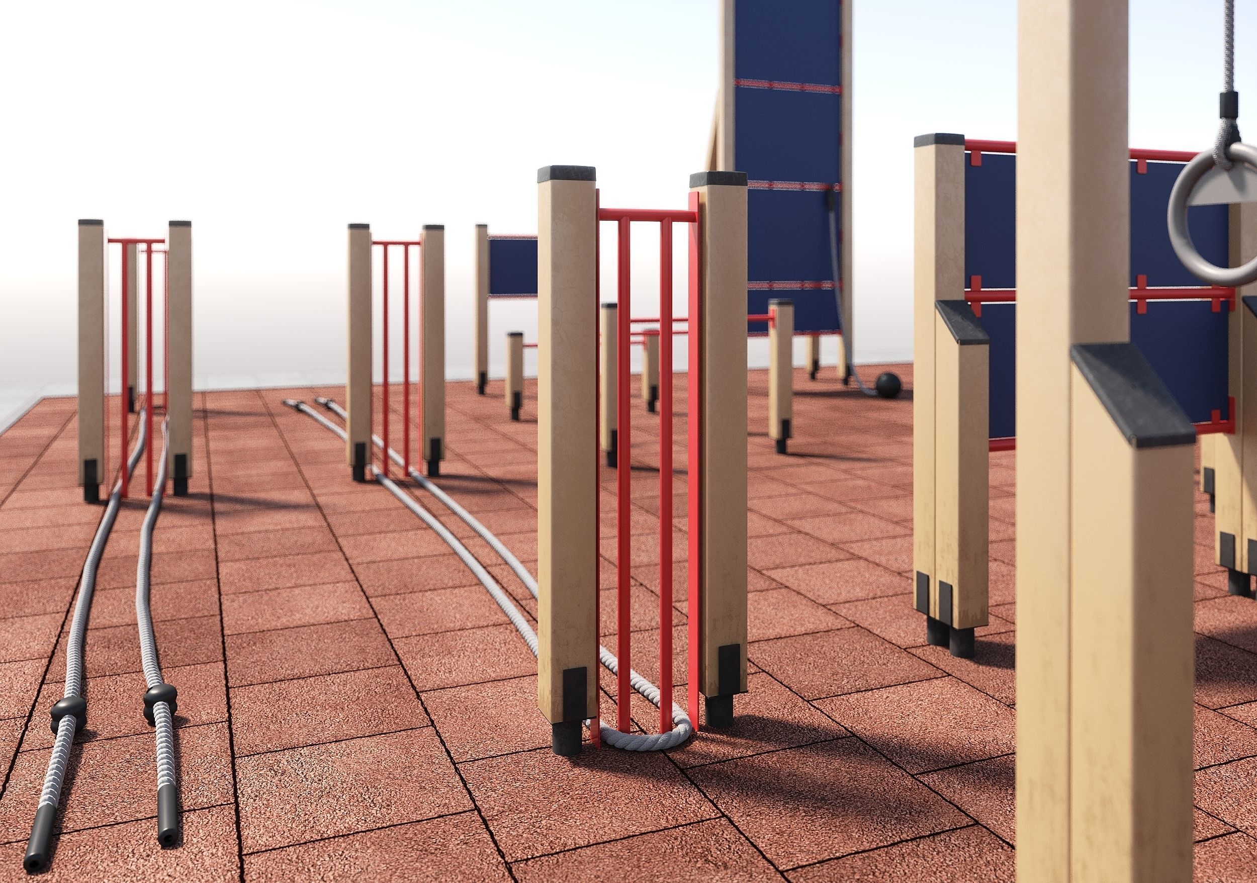Fitness outdoor area 3D model_5