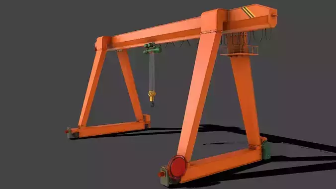 PBR Single Girder Gantry Crane V1 - ORANGE Low-poly 3D model