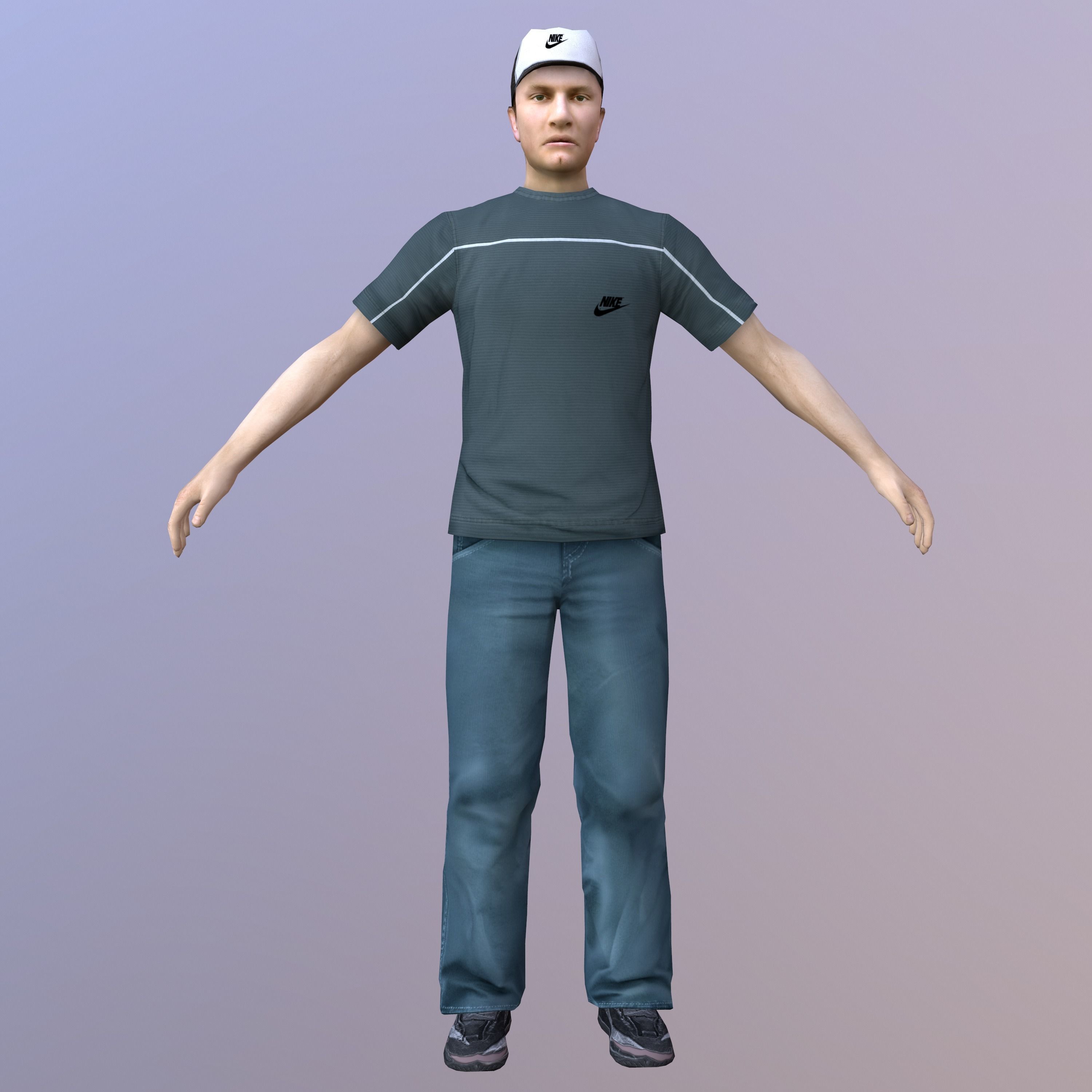 Characters Collection-1 man Low-poly 3D model_20