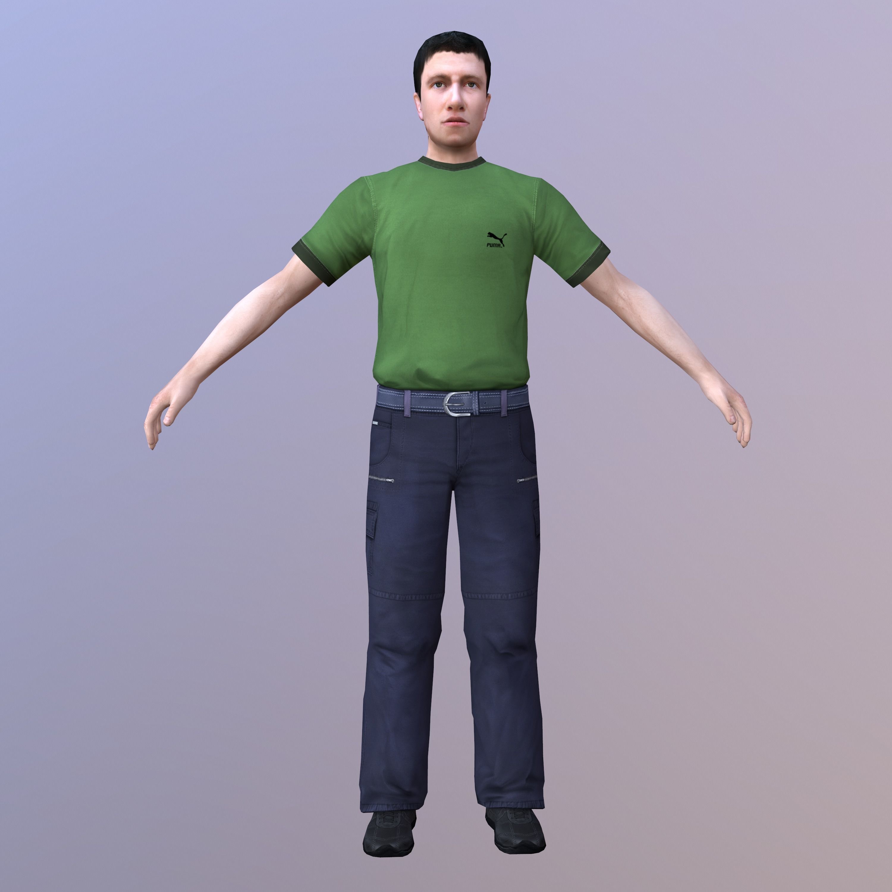 Characters Collection-1 man Low-poly 3D model_14