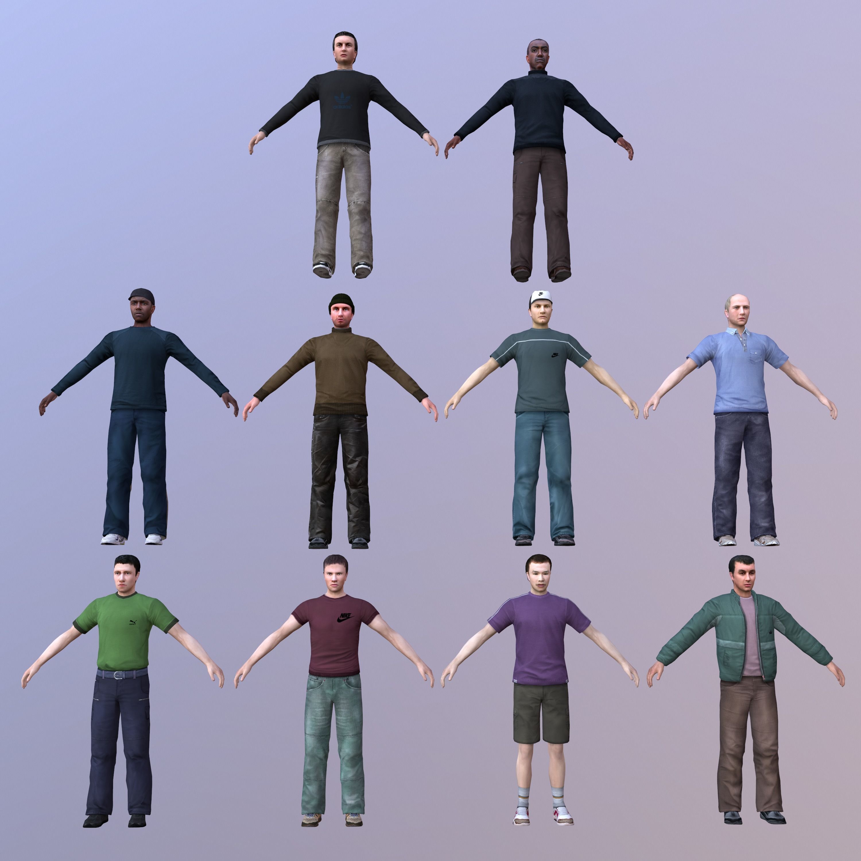 Characters Collection-1 man Low-poly 3D model_13