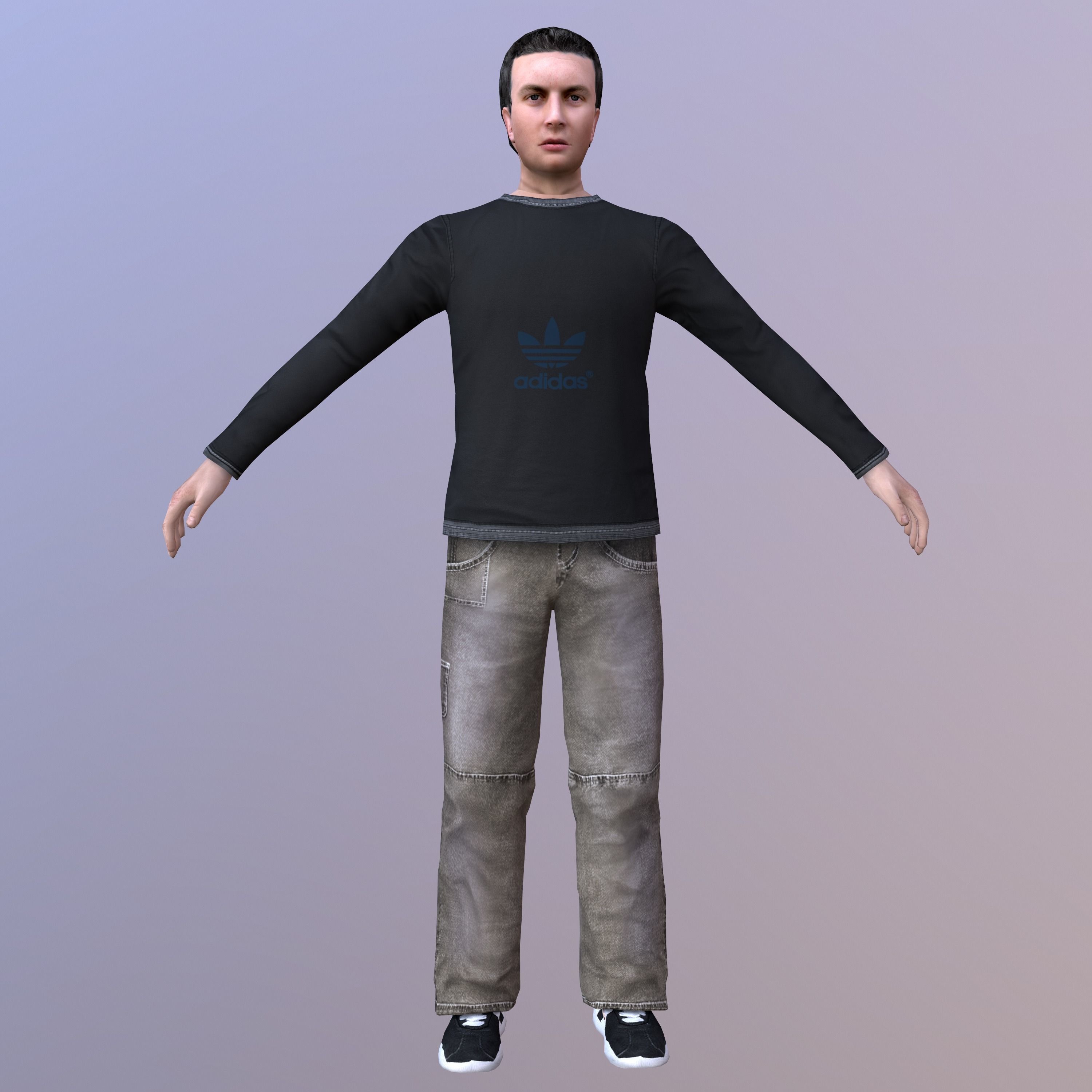 Characters Collection-1 man Low-poly 3D model_22