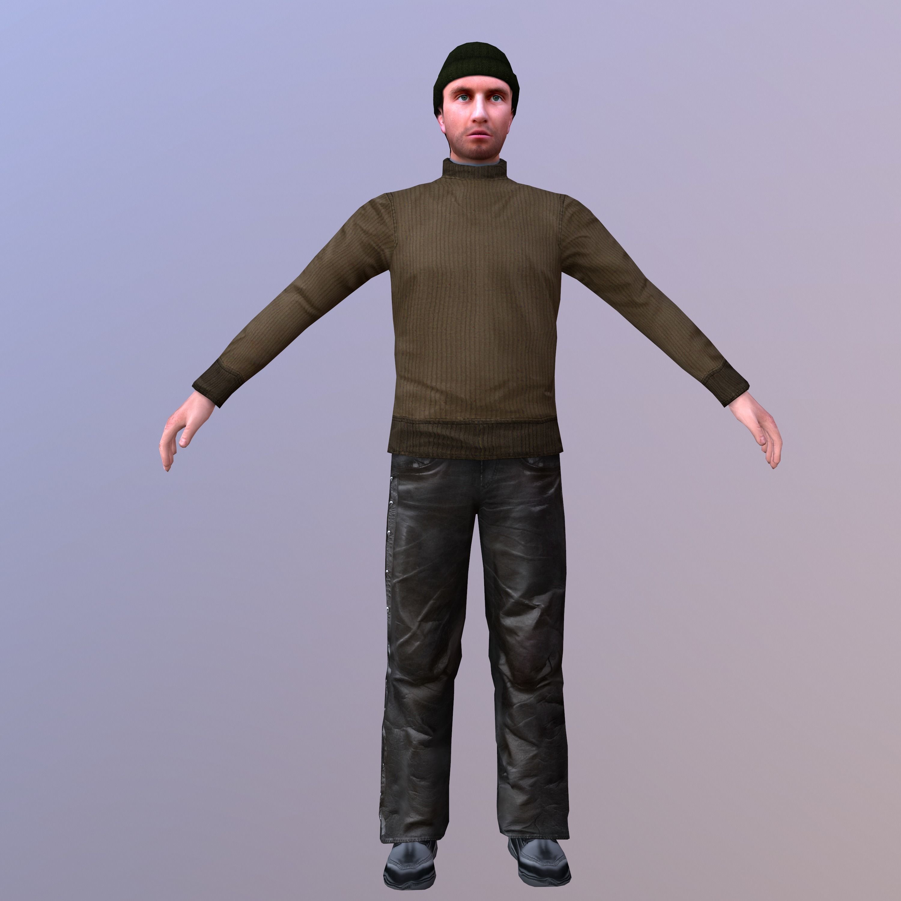 Characters Collection-1 man Low-poly 3D model_19