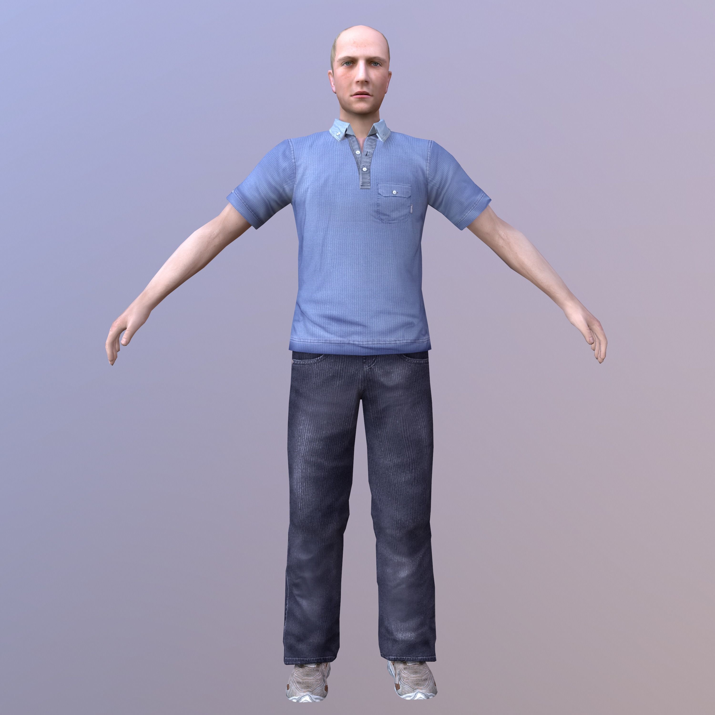 Characters Collection-1 man Low-poly 3D model_21