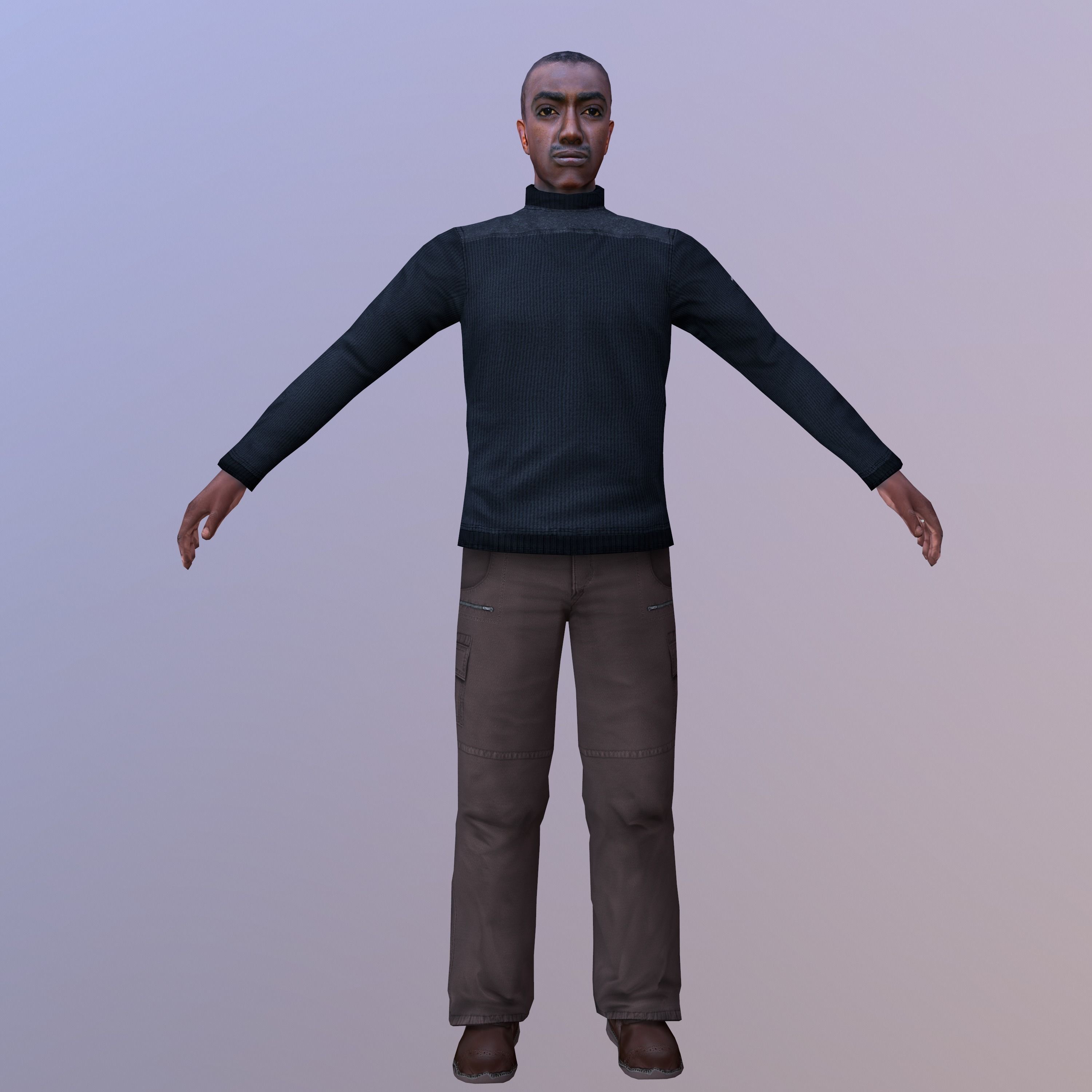 Characters Collection-1 man Low-poly 3D model_23