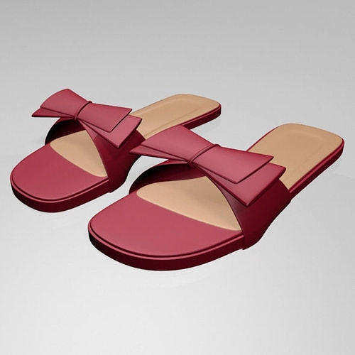 Double-Bow Slide Sandals 01 3D model
