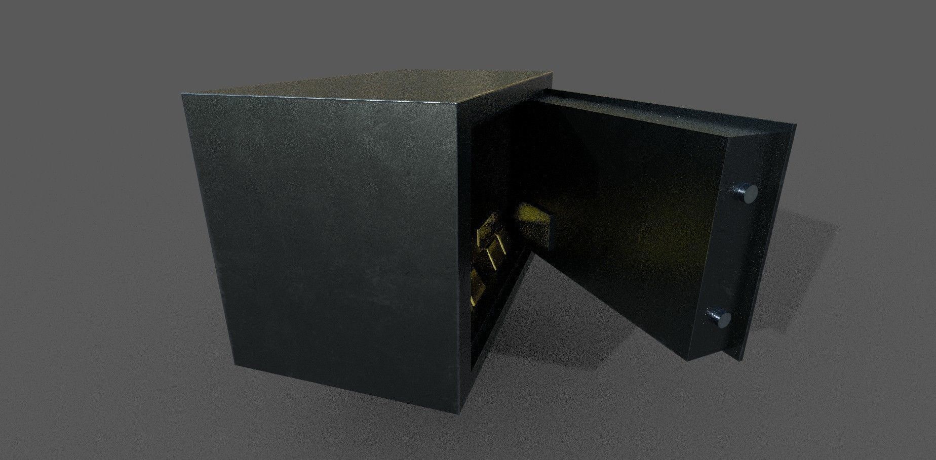 Safe Low-poly 3D model with gold bars inside Low-poly 3D model_6