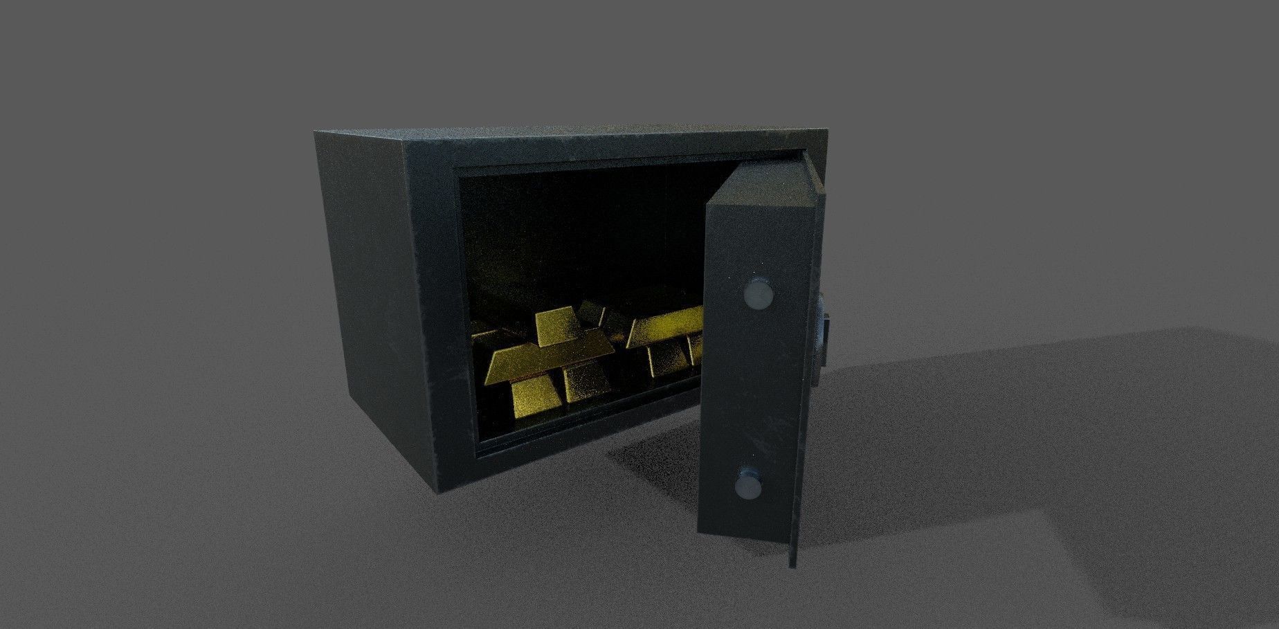 Safe Low-poly 3D model with gold bars inside Low-poly 3D model_3