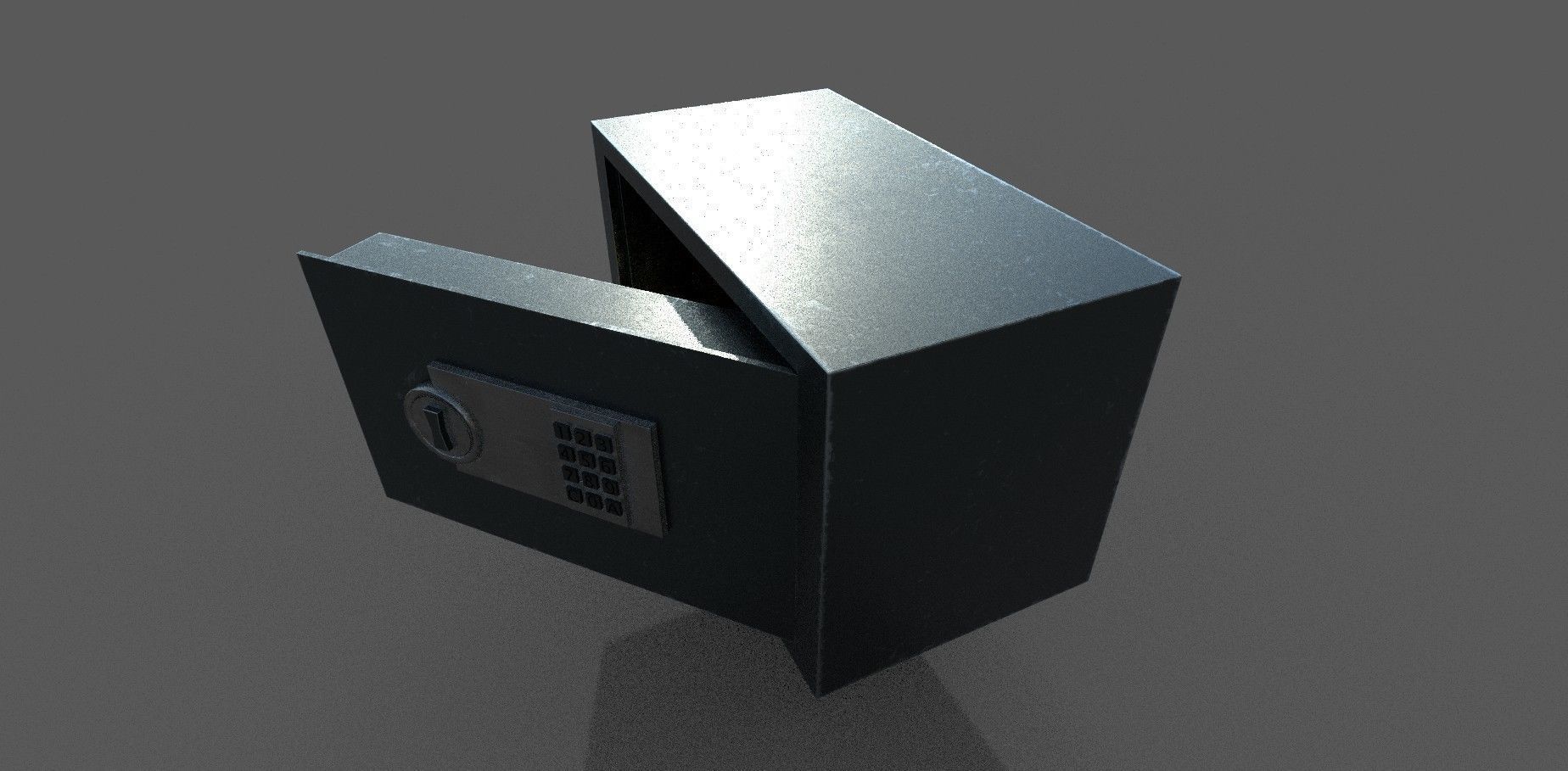 Safe Low-poly 3D model with gold bars inside Low-poly 3D model_8