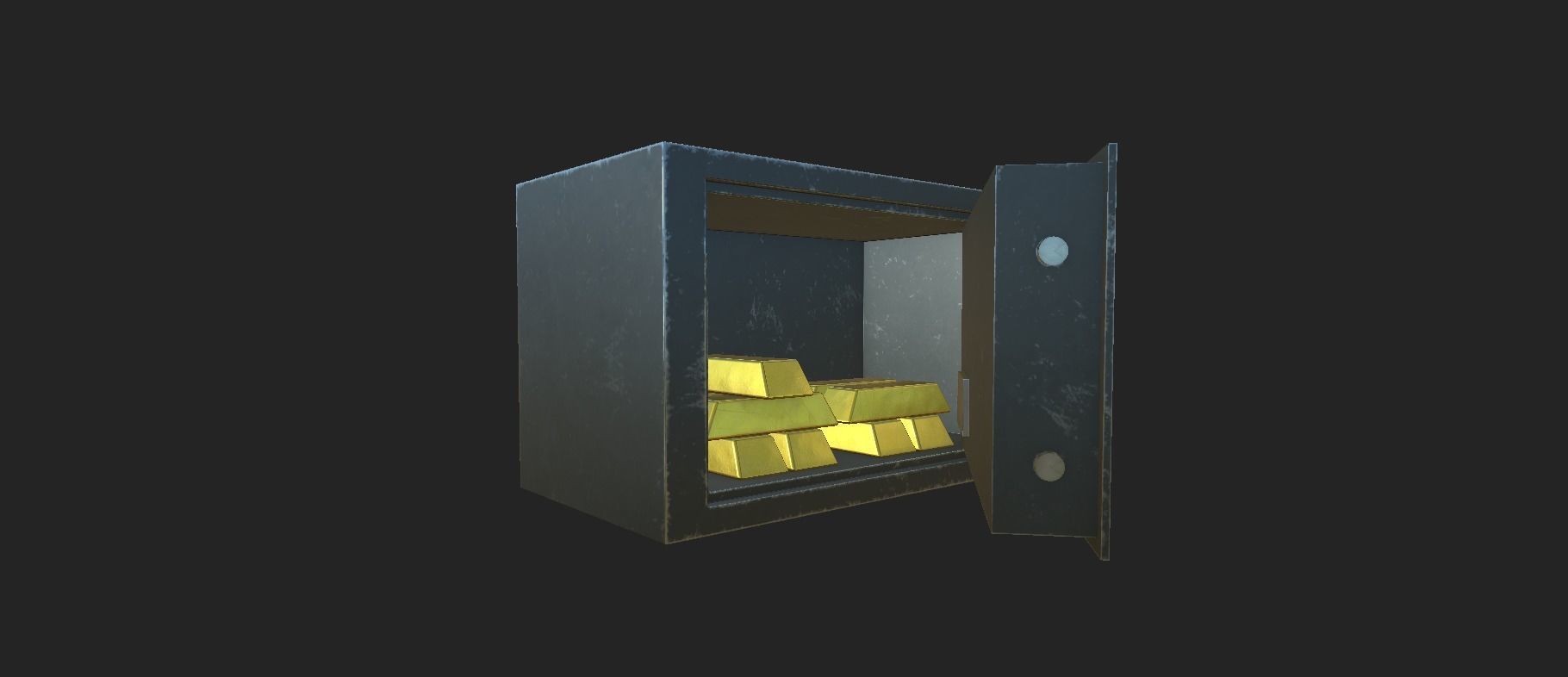 Safe Low-poly 3D model with gold bars inside Low-poly 3D model_2