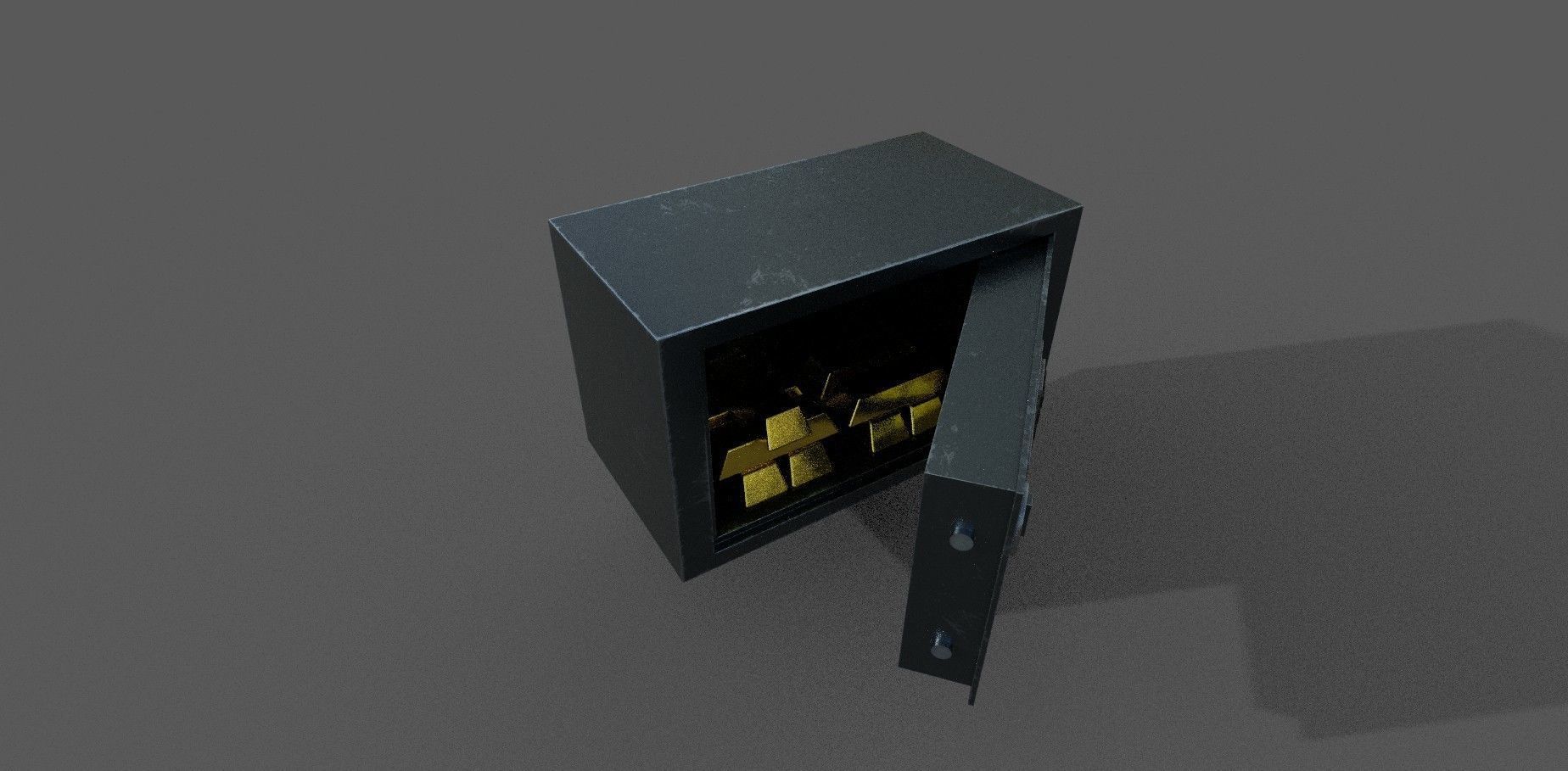 Safe Low-poly 3D model with gold bars inside Low-poly 3D model_4