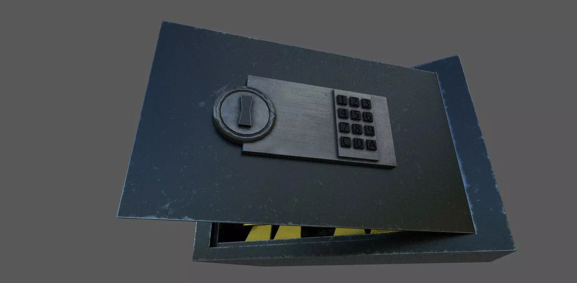 Safe Low-poly 3D model with gold bars inside Low-poly 3D model_0