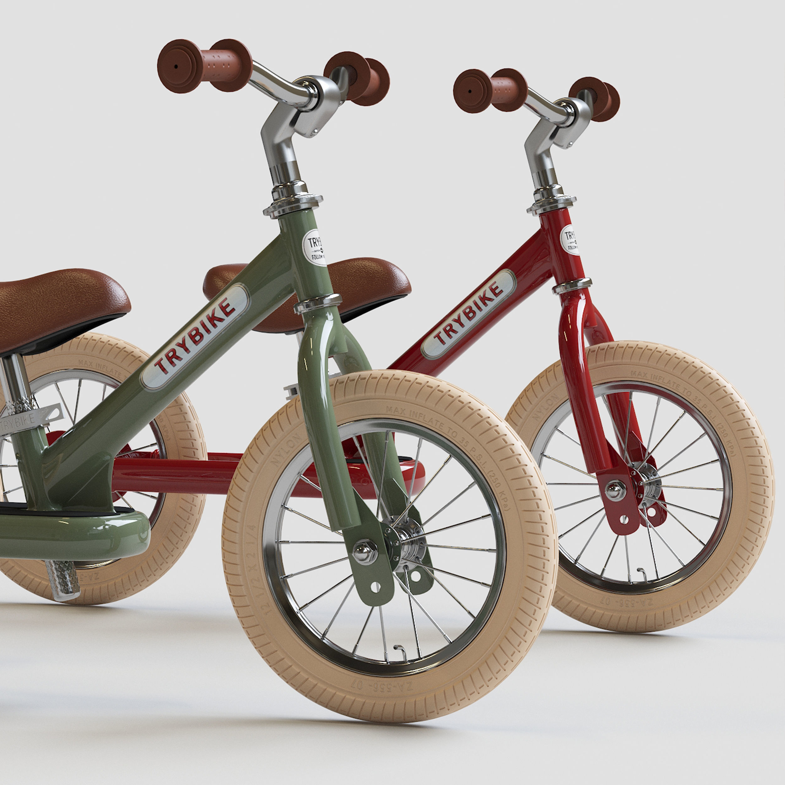 Trybike Tricycle Et Draisienne Acier 2 en 1 Vintag 3D model_3