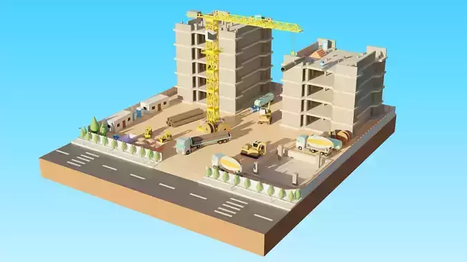 Low poly Construction Zone