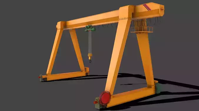 PBR Single Girder Gantry Crane V1 - YELLOW DARK Low-poly 3D model