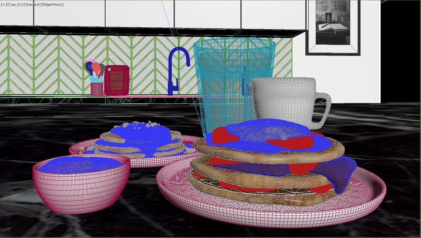 Breakfast Pancake Scene 3D model_3