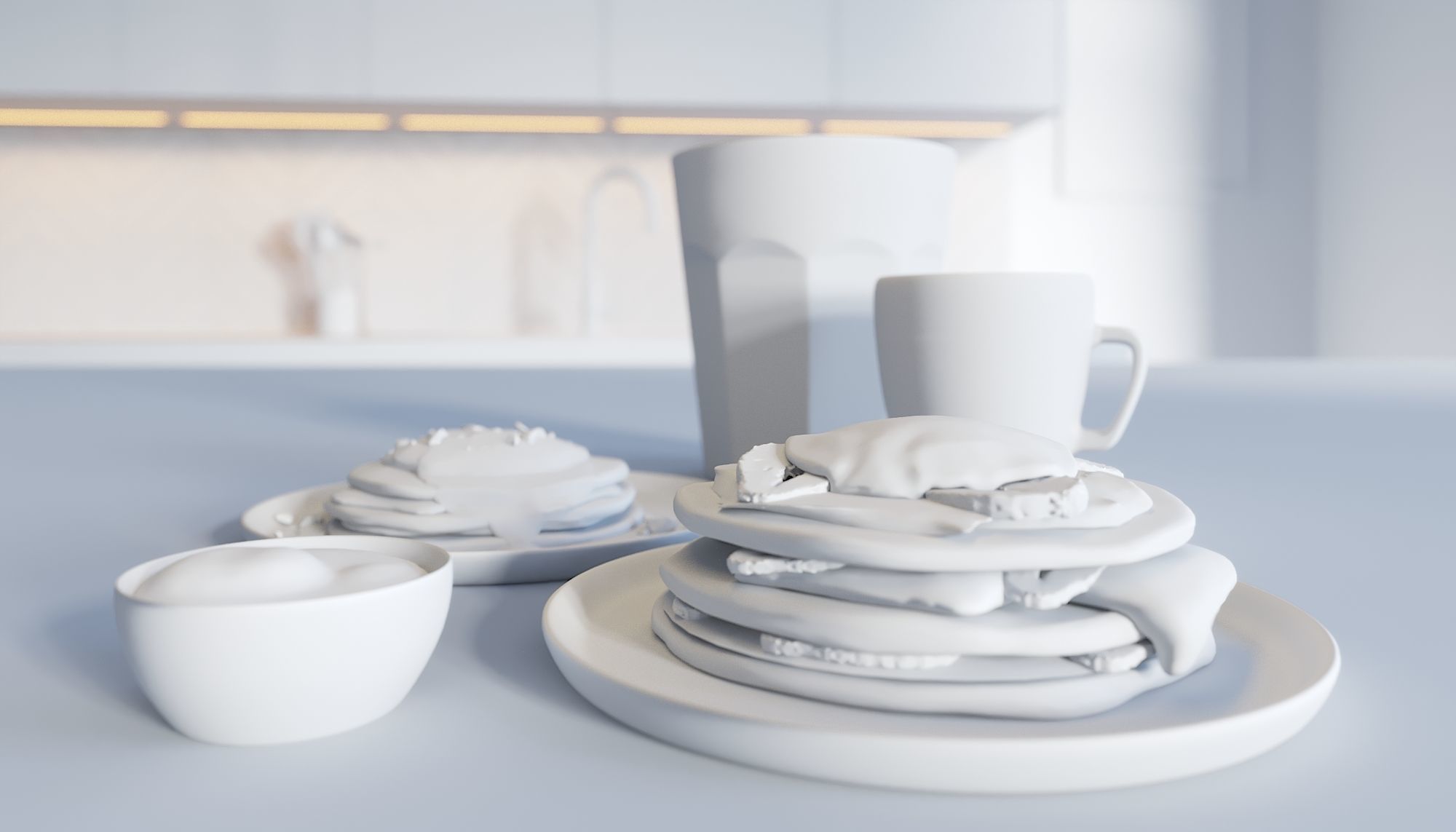 Breakfast Pancake Scene 3D model_2