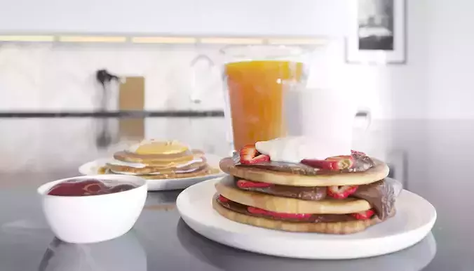 Breakfast Pancake Scene 3D model