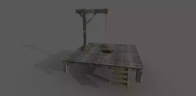 Gallows Low-poly 3D model wooden structure