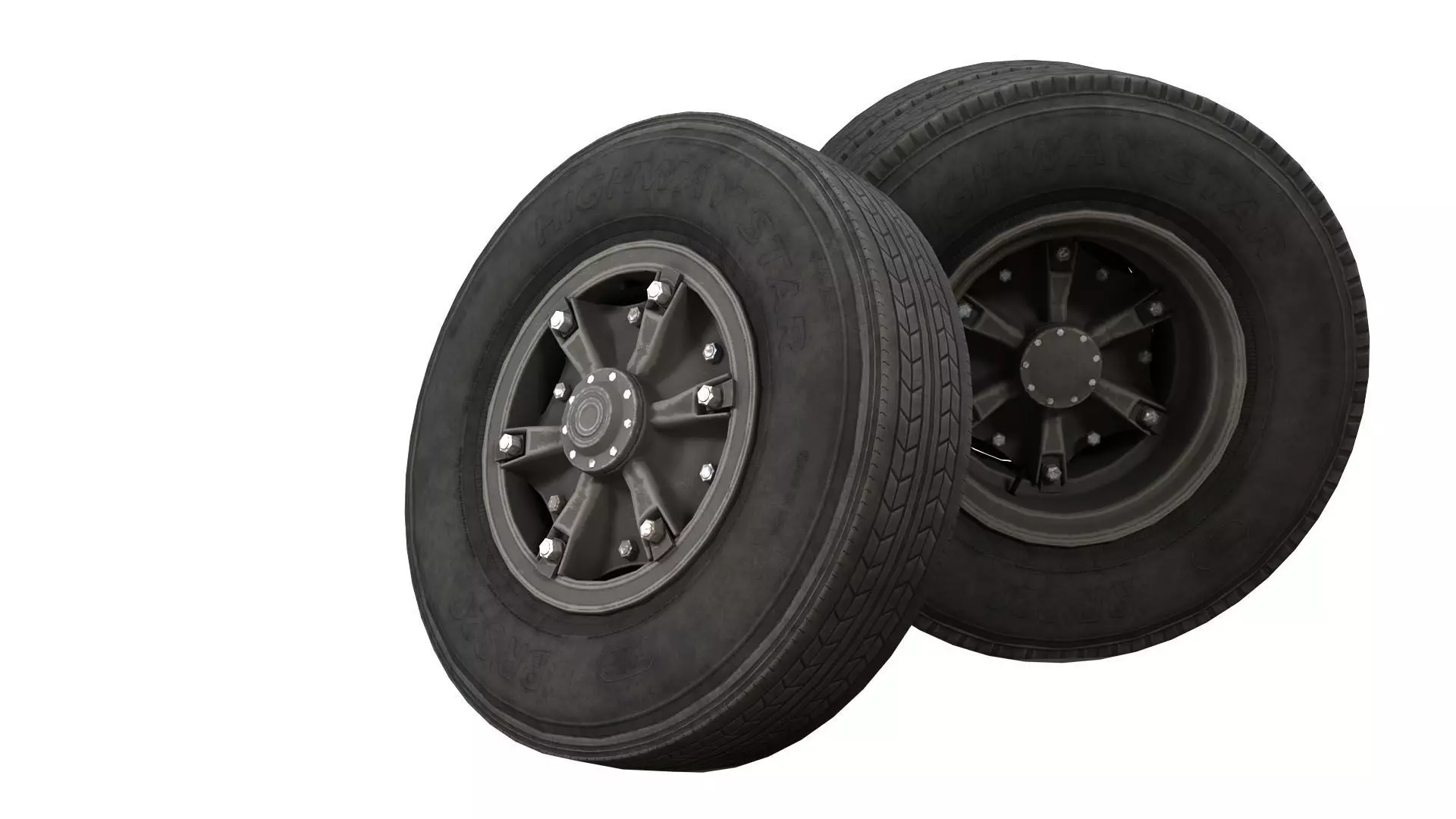 PBR vintage truck wheels Low-poly 3D model