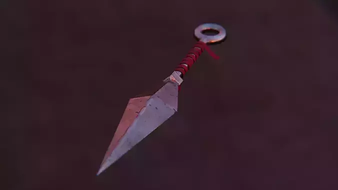 Kunai 3D Model sword with string hanging from it