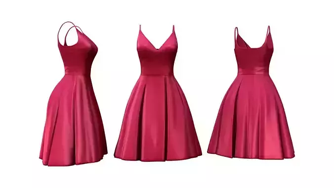 A Line V Neck Knee Length Chiffon Red Dress