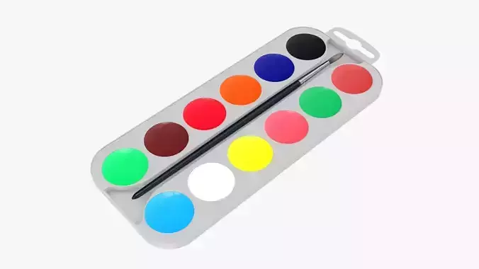 Paint watercolor set 02 3D model