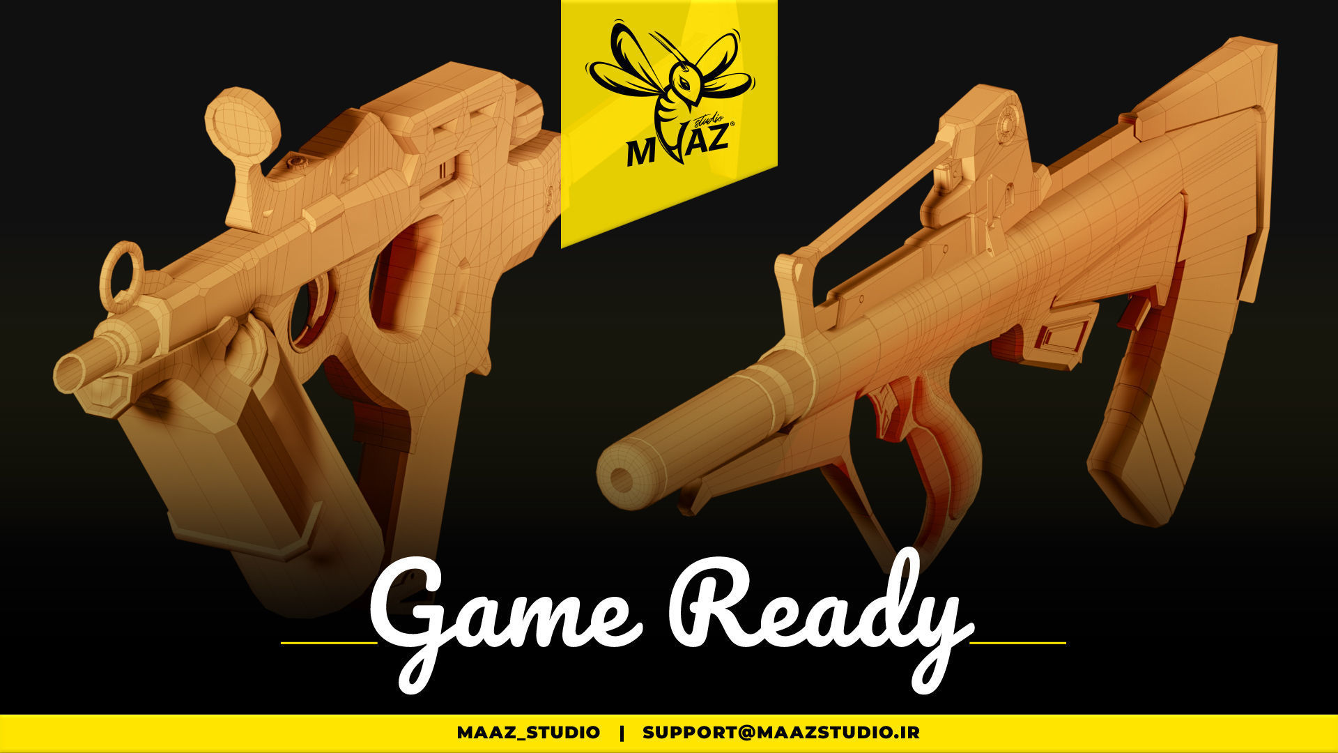 4 cyberpunk gun - game ready assets Low-poly 3D model_13