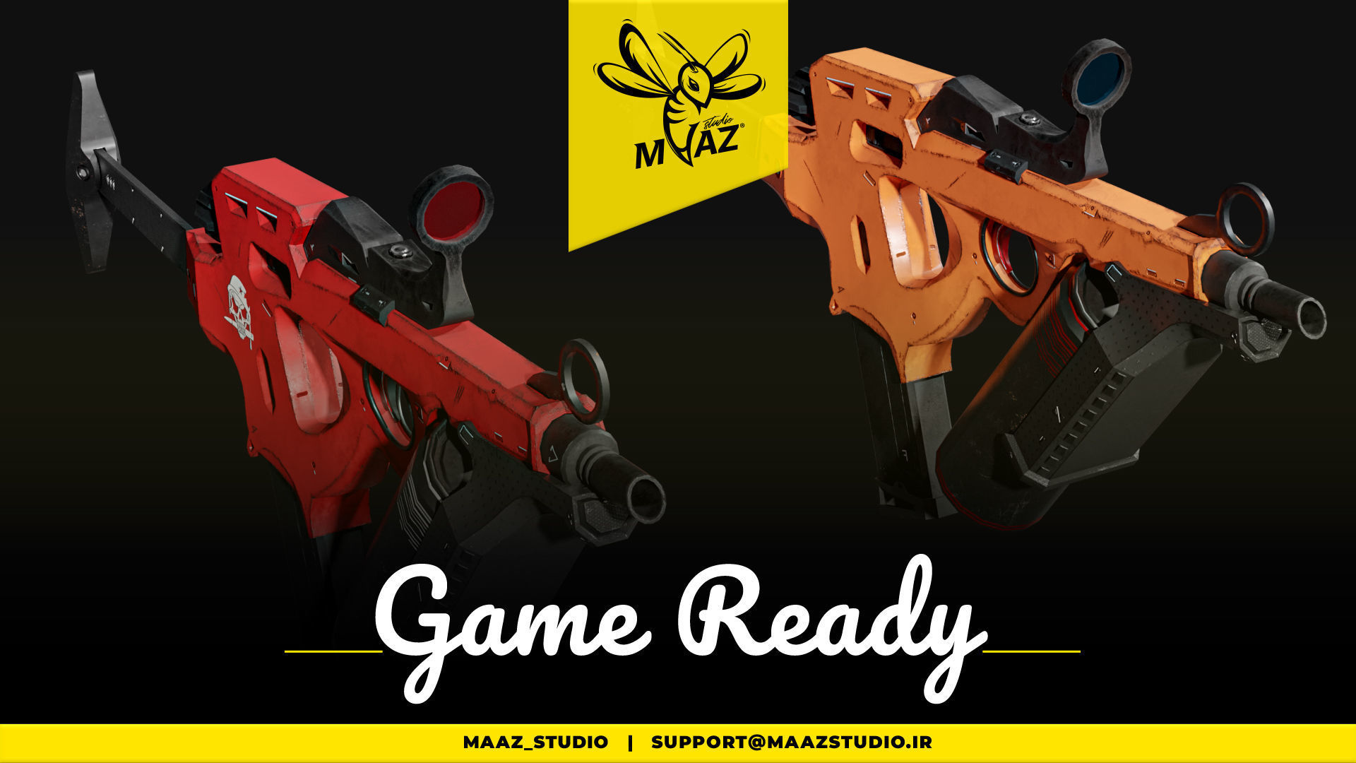 4 cyberpunk gun - game ready assets Low-poly 3D model_8